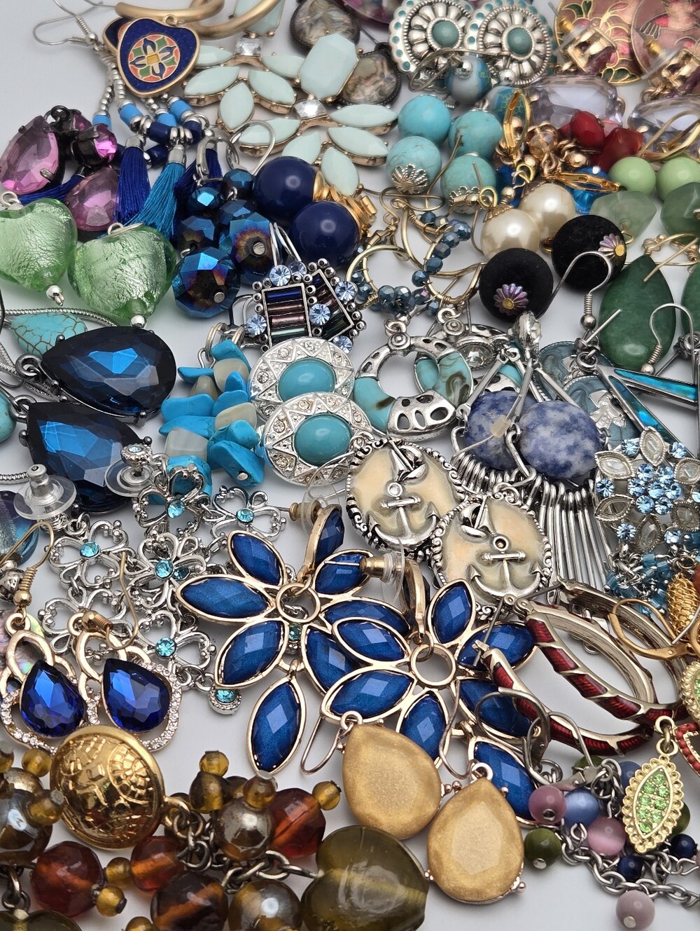 60 Pair Earring Lot Vintage Modern Fashion Jewelry Mixed Styles Reseller 1.4 lbs